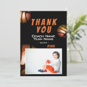 Moderne Basketball Foto: Dank u voor de coachkaart Bedankkaart (Staand voorkant)