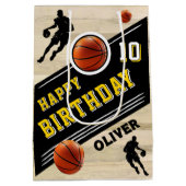 Moderne basketbalspeler thema verjaardag medium cadeauzakje (Achterkant)