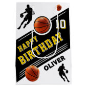 Moderne basketbalspeler thema verjaardag medium cadeauzakje (Achterkant)