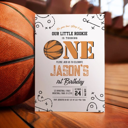 Moderne  basketbalsporten 1e verjaardag kaart