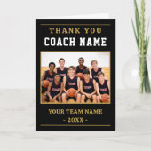 Moderne Basketbalteamfoto Coach Bedankkaart (Voorkant)