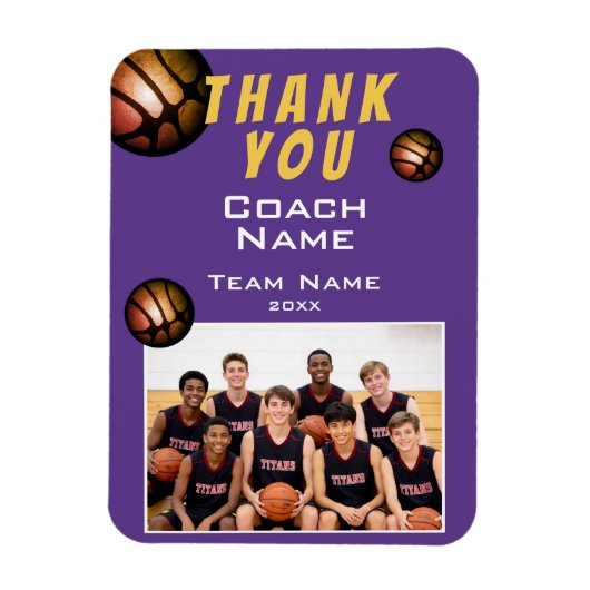 Moderne Basketbalteamfoto Coach Magneet (Verticaal)