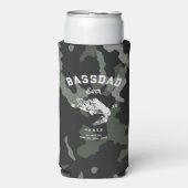 Moderne Bass Gevist Camouflage Aangepaste Naam Seltzer Blikjeskoeler (Seltzer Voorkant)