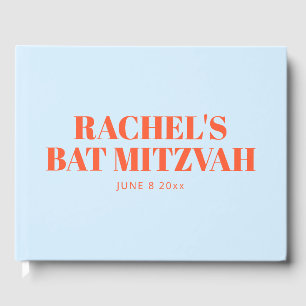 Moderne Bat Mitzvah Blauw Oranje Persoonlijk Gastenboek