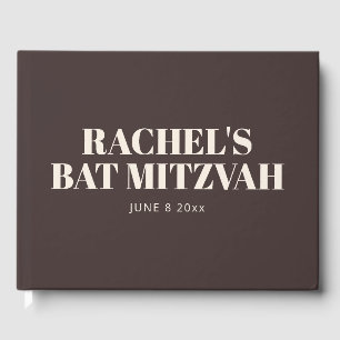 Moderne Bat Mitzvah Bruine Gepersonaliseerde Naam  Gastenboek
