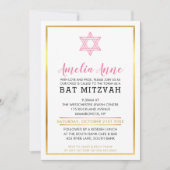 MODERNE BAT MITZVAH INVITE gouden roze joodse ster Kaart (Voorkant)