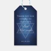 Moderne Bat Mitzvah Party Blauwe Ster van David Cu Cadeaulabel (Voorkant)