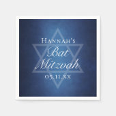 Moderne Bat Mitzvah Party Blauwe Ster van David Cu Servet (Voorkant)