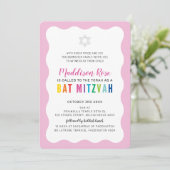 MODERNE BAT MITZVAH regenboog kleuren golvende ran Kaart (Staand voorkant)