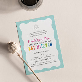 MODERNE BAT MITZVAH regenboog kleuren golvende ran Kaart