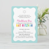 MODERNE BAT MITZVAH regenboog kleuren golvende ran Kaart (Staand voorkant)