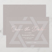 Moderne Bat Mitzvah Save the Date Kaart (Voorkant / Achterkant)