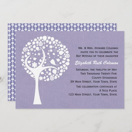 Moderne Bat Mitzvah-uitnodiging Kaart (Voorkant / Achterkant)