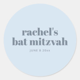 Moderne Bat Mitzvah Zachte Blauwe Persoonlijke Fav Ronde Sticker