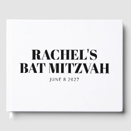 Moderne Bat Mitzvah Zwart-wit Gepersonaliseerd Gastenboek