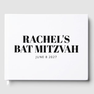 Moderne Bat Mitzvah Zwart-wit Gepersonaliseerd Gastenboek