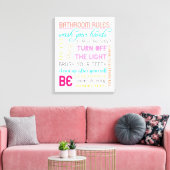 Moderne Bathroom Rules Canvas Art Print (Insitu (Woonkamer))