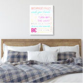 Moderne Bathroom Rules Canvas Art Print (Insitu (Slaapkamer))