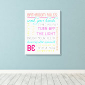 Moderne Bathroom Rules Canvas Art Print (Insitu (Houten vloer))
