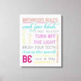 Moderne Bathroom Rules Canvas Art Print