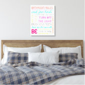 Moderne Bathroom Rules Canvas Art Print (Insitu (Slaapkamer))
