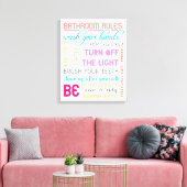 Moderne Bathroom Rules Canvas Art Print (Insitu (Woonkamer))
