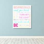 Moderne Bathroom Rules Canvas Art Print (Insitu (Houten vloer))
