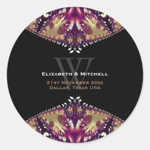 Moderne Batik Paars Goud Ronde Sticker