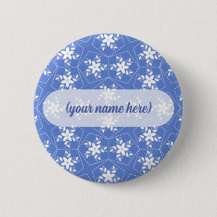 Moderne Batik Patroon Witte Jasmin Bloem Ronde Button 5,7 Cm