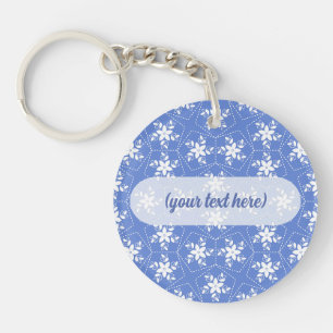 Moderne Batik Patroon Witte Jasmin Bloem Sleutelhanger