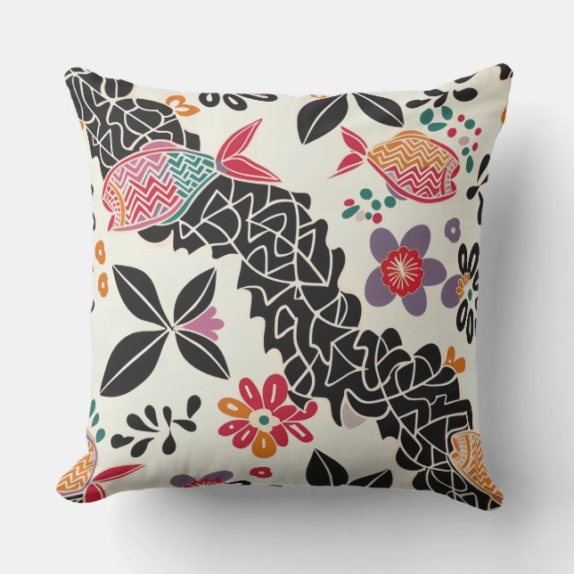Moderne Batik Vispatroon Kussen (Voorkant)