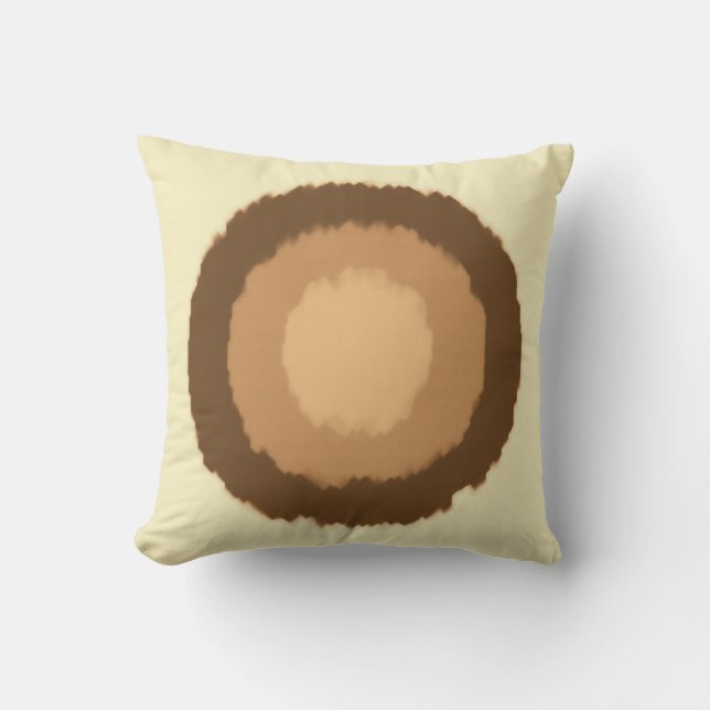 Moderne batikcirkels met stammen - bruin en beige kussen (Voorkant)