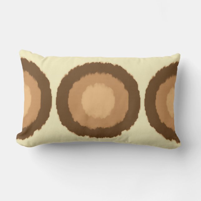 Moderne batikcirkels met stammen - bruin en beige kussen (Voorkant)