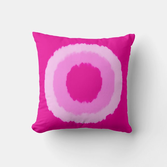 Moderne batikcirkels op stam - fuchsia roze kussen (Voorkant)