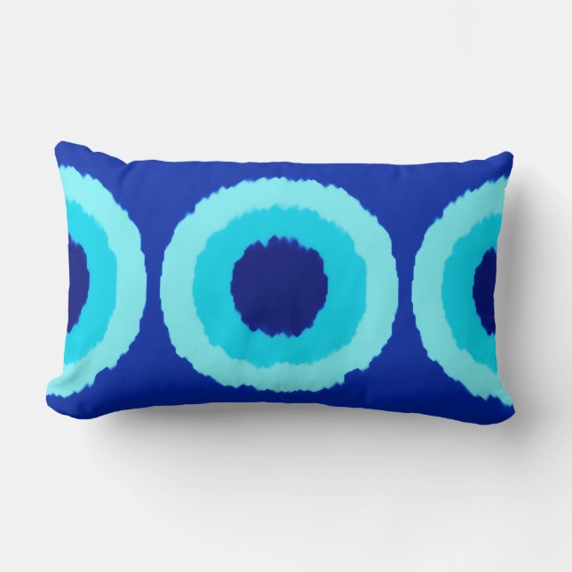 Moderne batikcirkels op stam - kobalt en aqua kussen (Voorkant)