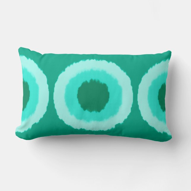 Moderne batikcirkels op stam - turkooizen en aqua kussen (Voorkant)