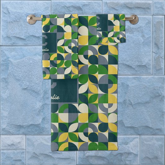 Moderne Bauhaus Abstract Geometrisch Monogram Patr Bad Handdoek
