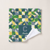 Moderne Bauhaus Abstract Geometrisch Monogram Patr Bad Handdoek (Wasdoekje)