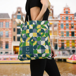 Moderne Bauhaus Abstract Geometrisch Monogram Patr Tote Bag
