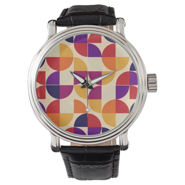Moderne Bauhaus Geometrische Polshorloge Horloge (Voorkant)