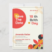 Moderne Bauhaus uitnodiging 18e verjaardag (Voorkant)