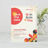 Moderne Bauhaus uitnodiging 18e verjaardag (Staand voorkant)