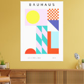 Moderne Bauhaus Wandkunst Roze Geel Canvas Afdruk (Insitu (Woonkamer))