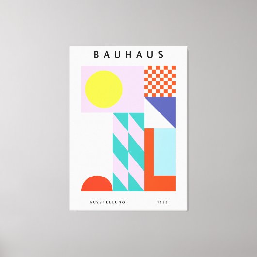 Moderne Bauhaus Wandkunst Roze Geel Canvas Afdruk (Voorkant)