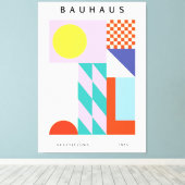 Moderne Bauhaus Wandkunst Roze Geel Canvas Afdruk (Insitu (Houten vloer))
