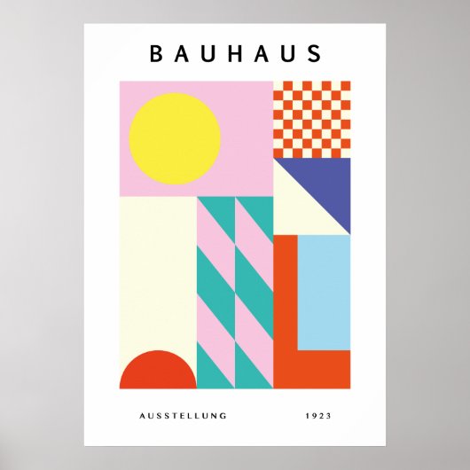 Moderne Bauhaus Wandkunst Roze Geel Poster (Voorkant)
