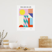 Moderne Bauhaus Wandkunst Roze Geel Poster (Keuken)