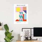 Moderne Bauhaus Wandkunst Roze Geel Poster (Thuiskantoor)