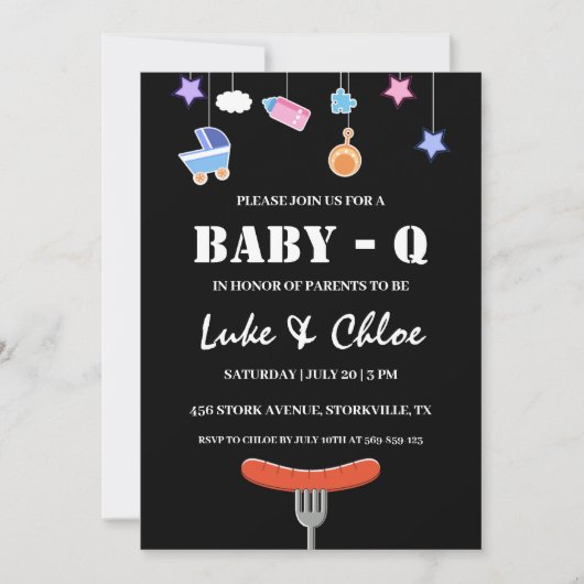 Moderne BBQ babyshower uitnodigingen (Voorkant)