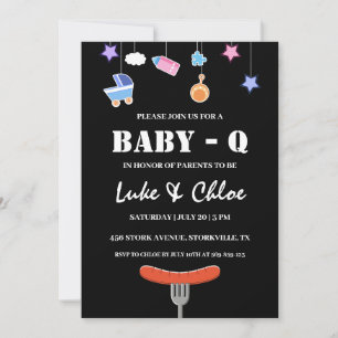 Moderne BBQ babyshower uitnodigingen